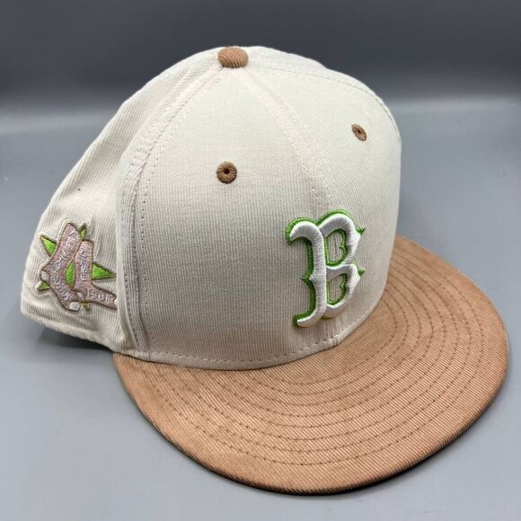 Boston Red Sox Hat Men 7 5/8 Brown‎ 59Fifty New Era Fitted Cap New